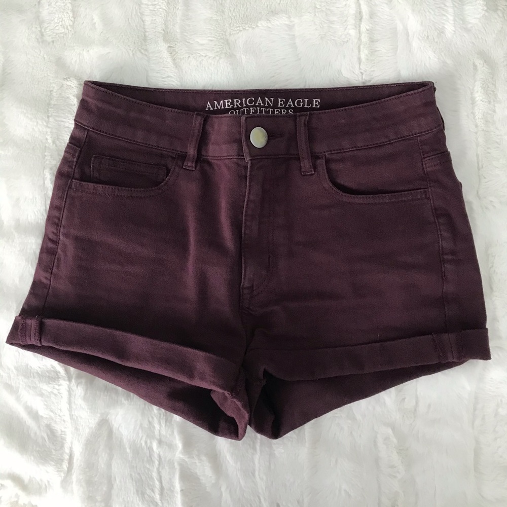 American Eagle Maroon Denim Shorts